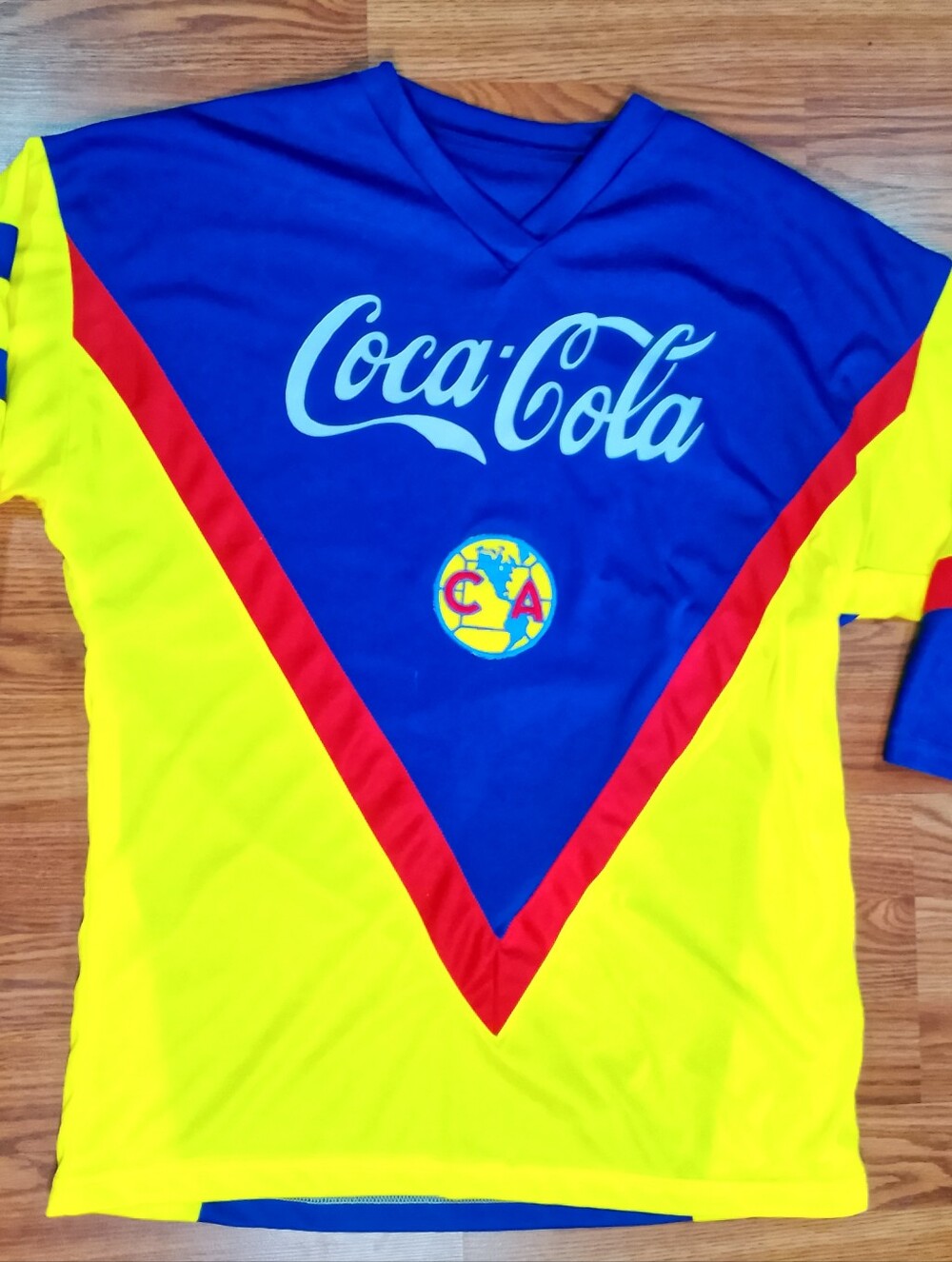 Club America Retro Coca-Cola ZAGUE #17 Yellow/Blue Jersey (Sz L) Soccer Liga MX